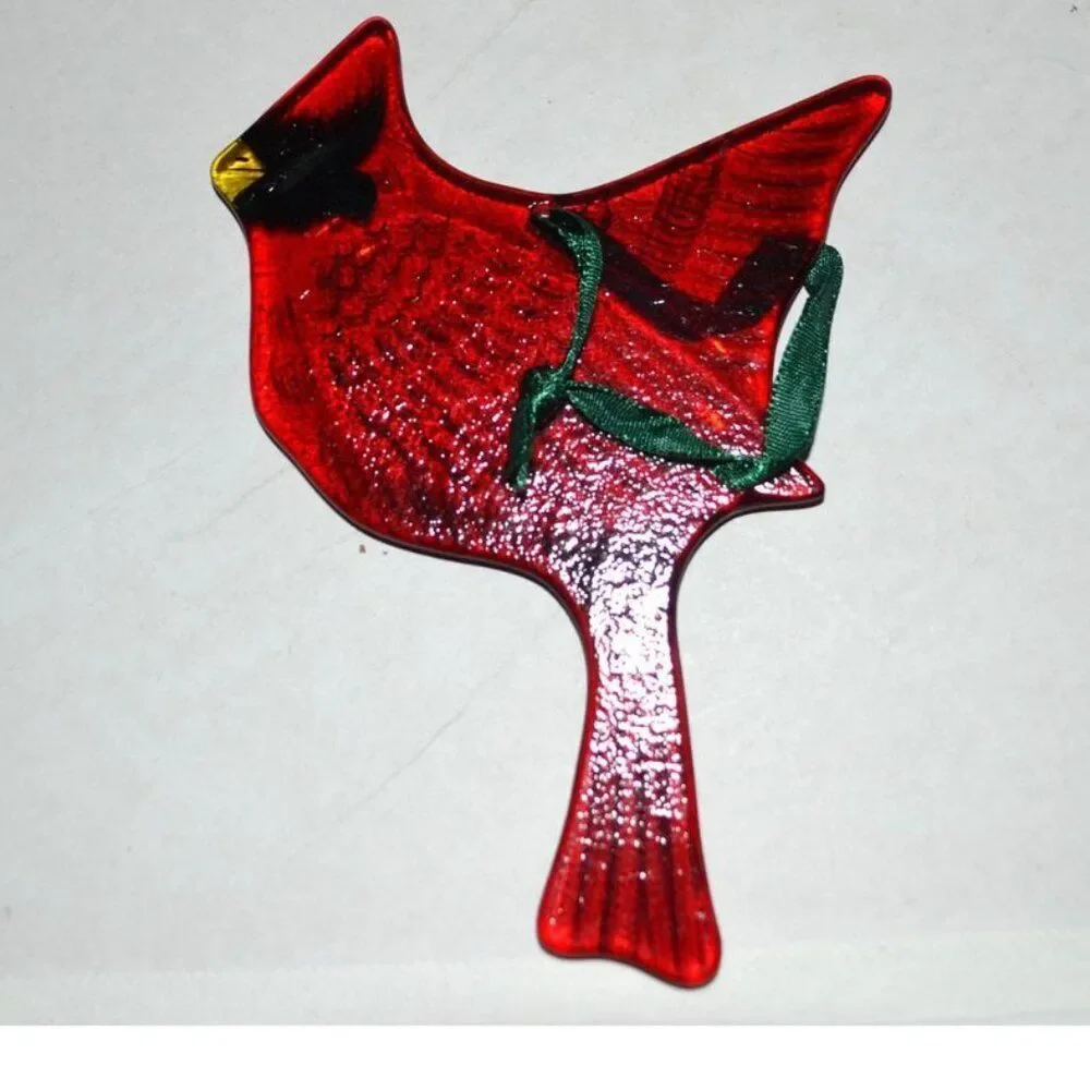 Set Of 3 Red Cardinals Christmas Tree Ornaments In Box Unbranded
